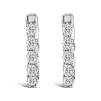 Lab Created 14K White Gold 2 3/4 Cttw Lab Grown Diamond Inside Out Hoop Earrings