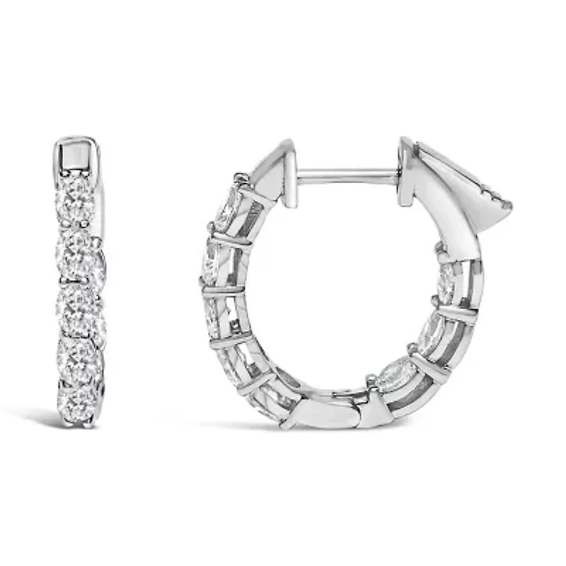 Lab Created 14K White Gold 2 3/4 Cttw Lab Grown Diamond Inside Out Hoop Earrings