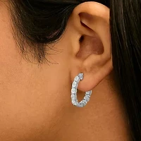 Lab Created 14K White Gold 2 3/4 Cttw Lab Grown Diamond Inside Out Hoop Earrings