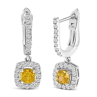 Lab Created 14K White Gold 1 1/5 Cttw Lab Grown Diamond Halo Dangle Earrings