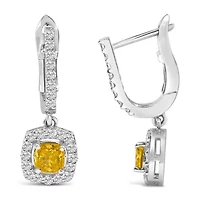Lab Created 14K White Gold 1 1/5 Cttw Lab Grown Diamond Halo Dangle Earrings