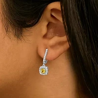 Lab Created 14K White Gold 1 1/5 Cttw Lab Grown Diamond Halo Dangle Earrings