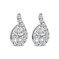 Lab Created 14K White Gold 5/8 Cttw Lab Grown Diamond Halo Stud Earring