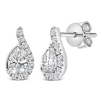 Lab Created 14K White Gold 5/8 Cttw Lab Grown Diamond Halo Stud Earring