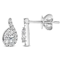 Lab Created 14K White Gold 5/8 Cttw Lab Grown Diamond Halo Stud Earring
