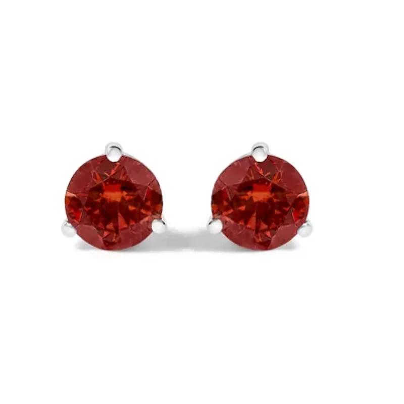 Lab Created 14K White Gold 3/4 Cttw Red Lab-Grown Diamond Stud Earrings