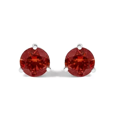 Lab Created 14K White Gold 3/4 Cttw Red Lab-Grown Diamond Stud Earrings