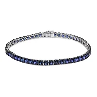 Lab Created Men's .925 Sterling Silver Created Blue Sapphire Tennis Bracelet