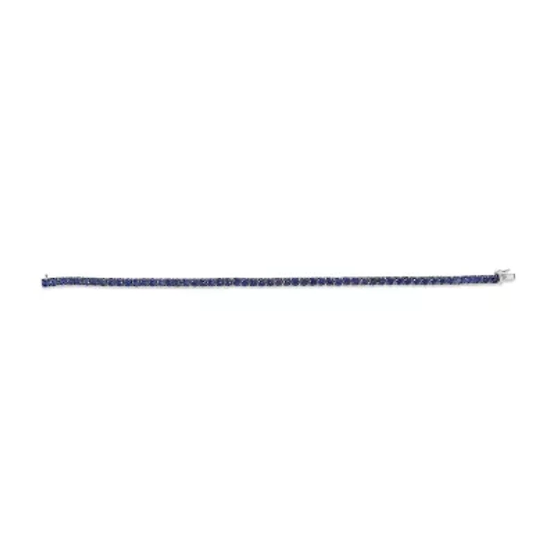 Lab Created Men's .925 Sterling Silver Created Blue Sapphire Tennis Bracelet