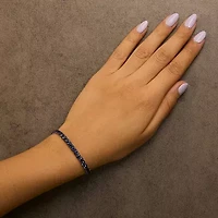 Lab Created Men's .925 Sterling Silver Created Blue Sapphire Tennis Bracelet