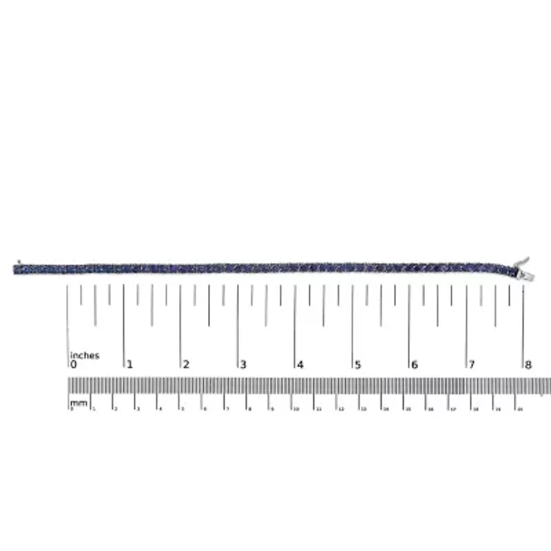 Lab Created Men's .925 Sterling Silver Created Blue Sapphire Tennis Bracelet