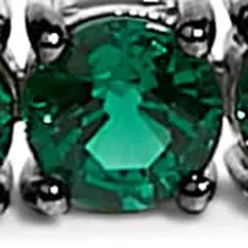 Lab Created Men's .925 Sterling Silver Created Green Emerald Tennis Bracelet