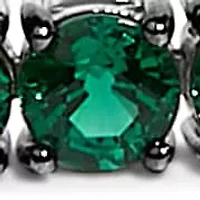 Lab Created Men's .925 Sterling Silver Created Green Emerald Tennis Bracelet