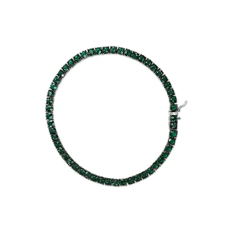 Lab Created Men's .925 Sterling Silver Created Green Emerald Tennis Bracelet