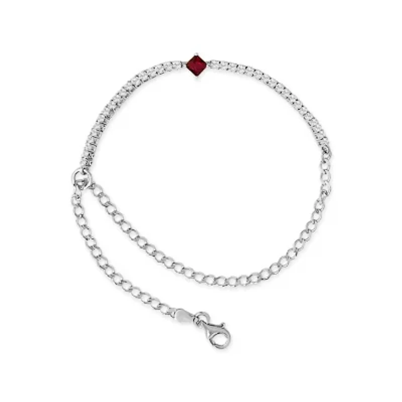 Lab Created Silver Created Ruby and Sapphire Adjustable Tennis Chain Bracelet