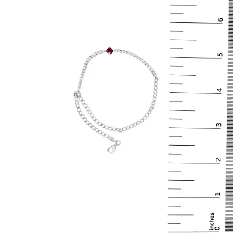 Lab Created Silver Created Ruby and Sapphire Adjustable Tennis Chain Bracelet