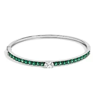 Lab Created Silver Created Sapphire and Emerald Semi Eternity Bangle Bracelet