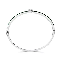 Lab Created Silver Created Sapphire and Emerald Semi Eternity Bangle Bracelet