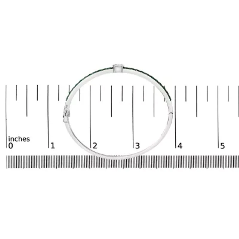 Lab Created Silver Created Sapphire and Emerald Semi Eternity Bangle Bracelet