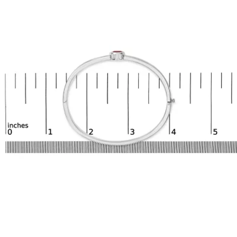 Lab Created Silver 7X7MM Created Red Ruby Solitaire Bangle Bracelet