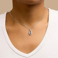 Lab Created Silver Created Red Ruby and White Sapphire Pear Shaped Pendant Necklace - 18" Inches