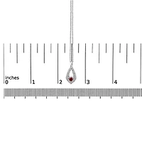 Lab Created Silver Created Red Ruby and White Sapphire Pear Shaped Pendant Necklace - 18" Inches