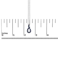 Lab Created Silver Created Blue and White Sapphire Teardrop Shaped Pendant Necklace - 18" Inches
