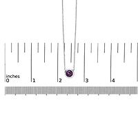 Lab Created Silver 7MM Bezel Set Created Purple Amethyst Pendant Necklace - 18" Inches