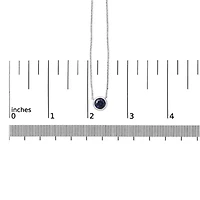 Lab Created Silver 7MM Bezel Set Created Sapphire Pendant Necklace