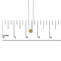 Lab Created Silver 7MM Bezel Set Created Yellow Citrine Pendant Necklace - 18" Inches