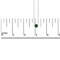 Lab Created Silver 7MM Bezel Set Created Green Emerald Pendant Necklace - 18" Inches