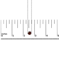 Lab Created .925 Sterling Silver 7MM Bezel Set Created Red Garnet Pendant Necklace - 18" Inches
