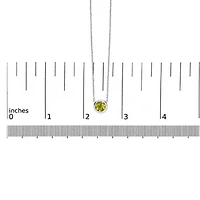 Lab Created Silver 7MM Bezel Set Created Green Peridot Pendant Necklace - 18" Inches