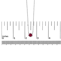 Lab Created .925 Sterling Silver 7MM Bezel Set Created Red Ruby Pendant Necklace - 18" Inches