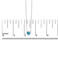 Lab Created .925 Sterling Silver 7MM Bezel Set Created Blue Topaz Pendant Necklace - 18" Inches