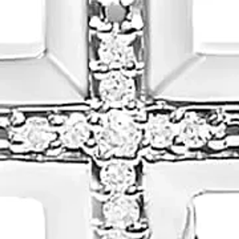 .925 Sterling Silver Diamond Accent Cross Bolo Bracelet