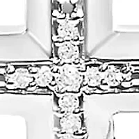 .925 Sterling Silver Diamond Accent Cross Bolo Bracelet