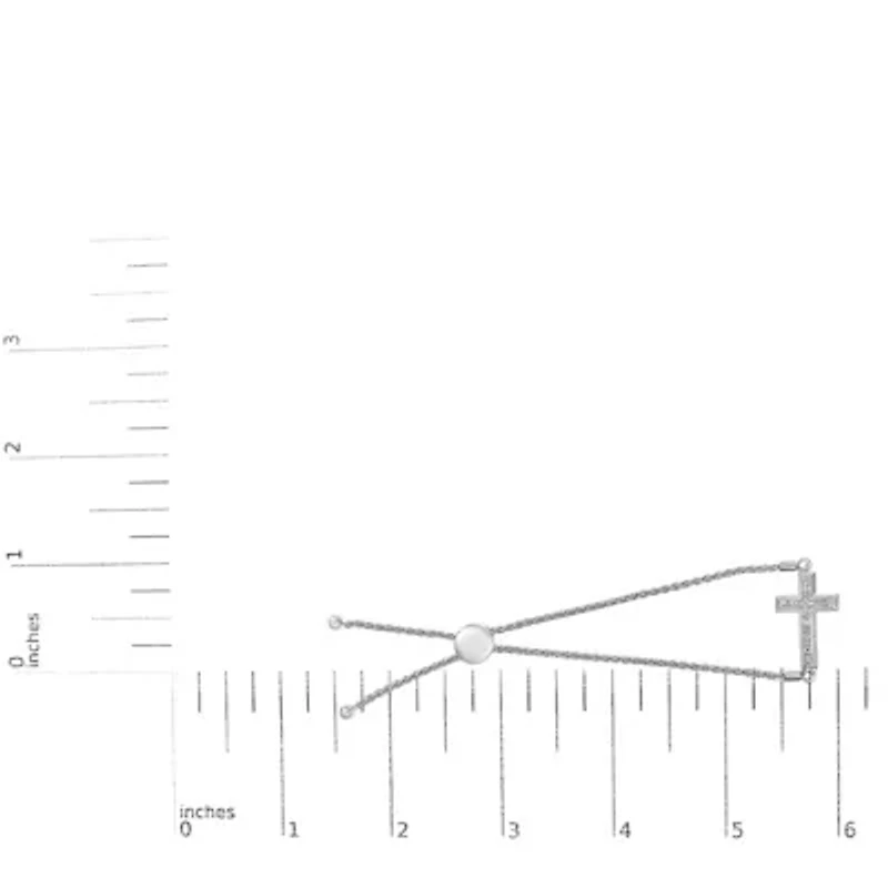 .925 Sterling Silver Diamond Accent Cross Bolo Bracelet