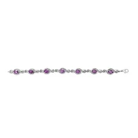 Silver 1/10 Cttw Diamond and 7X5MM Oval Amethyst Cross Tennis Bracelet