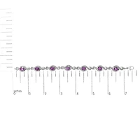 Silver 1/10 Cttw Diamond and 7X5MM Oval Amethyst Cross Tennis Bracelet