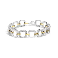 Silver Diamond Accent Open Box Link Bracelet