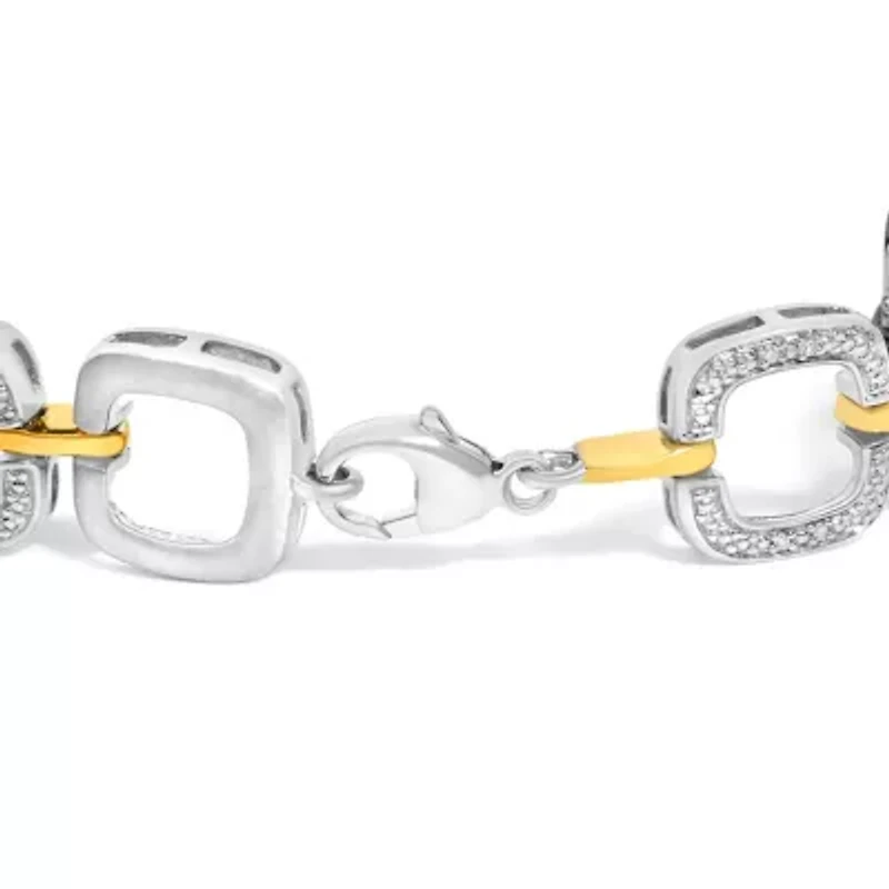 Silver Diamond Accent Open Box Link Bracelet