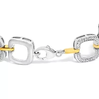 Silver Diamond Accent Open Box Link Bracelet