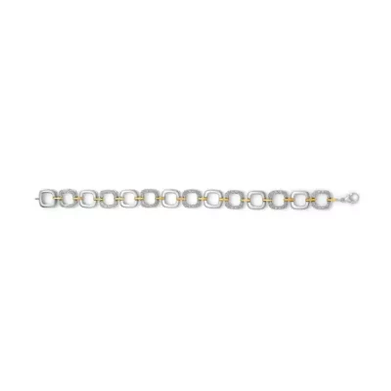 Silver Diamond Accent Open Box Link Bracelet