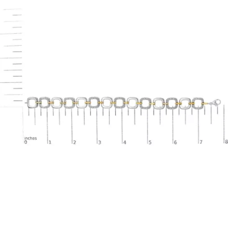 Silver Diamond Accent Open Box Link Bracelet