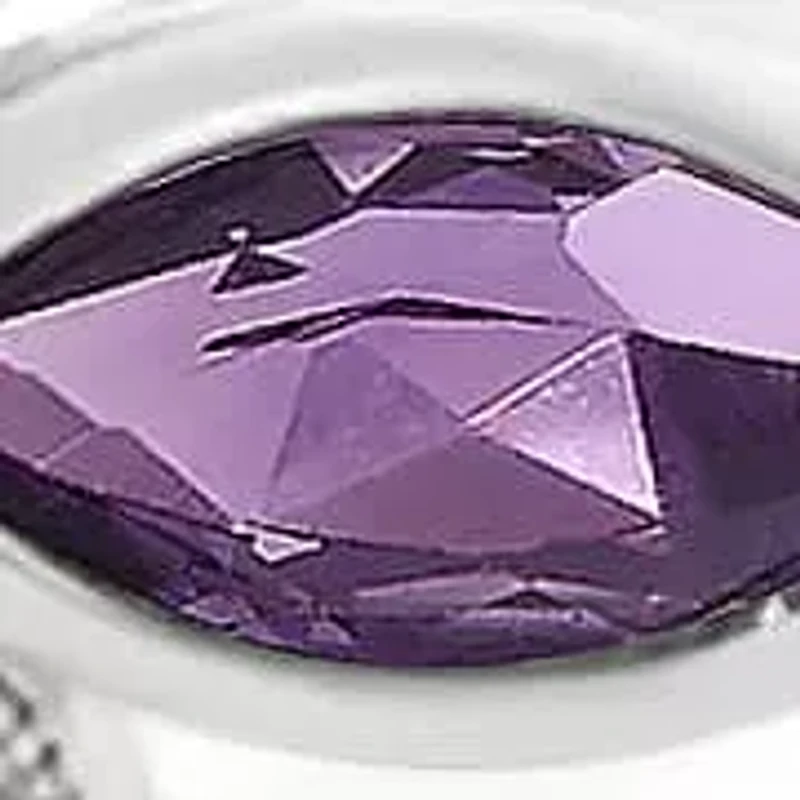 Silver 8X4MM Marquise Purple Amethyst and Diamond Bangle