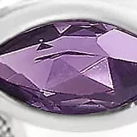 Silver 8X4MM Marquise Purple Amethyst and Diamond Bangle