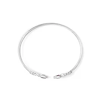 Silver 8X4MM Marquise Purple Amethyst and Diamond Bangle