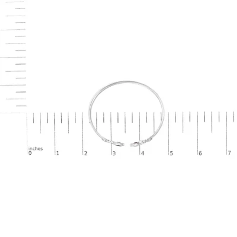 Silver 8X4MM Marquise Purple Amethyst and Diamond Bangle