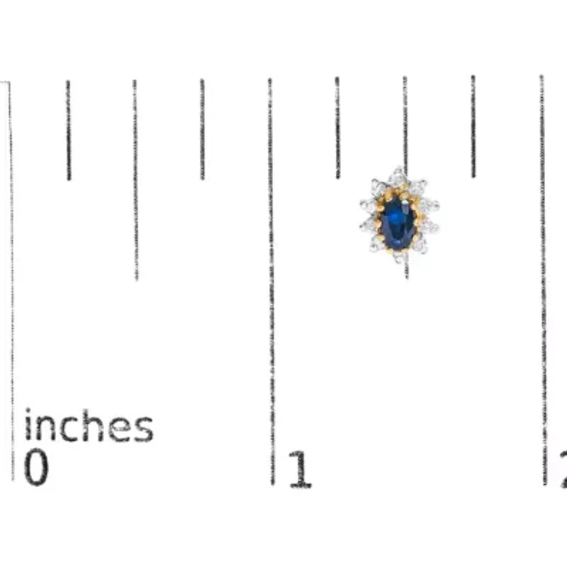 14K Yellow Gold 1/4 Cttw Diamond and Sapphire Sunburst Halo Stud Earrings